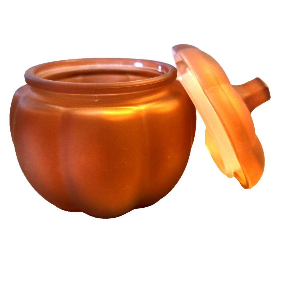 Orange Empty Candle Jar Flashed Glass Halloween Pumpkin 4” Silicone Seal